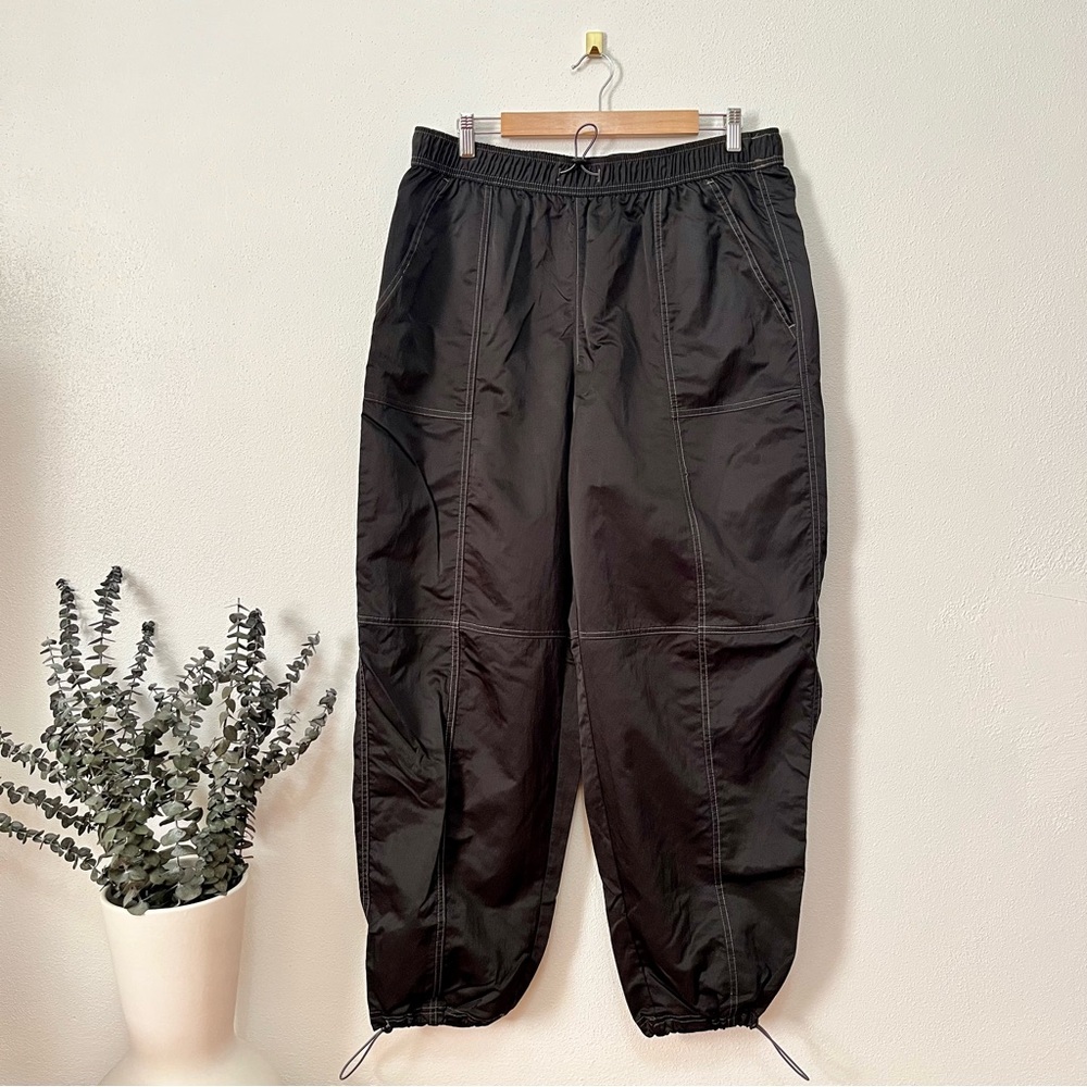wild fable high rise nylon jogger parachute track toggle pant black large nwot